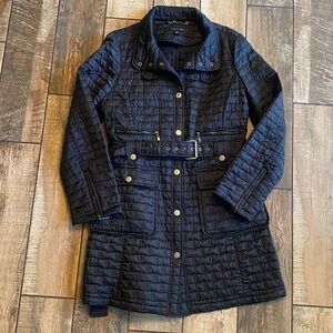 Laundry By Shelli Segal Black Belted Quilted Puffer Coat